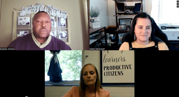Three people are shown on their computer cameras during an MSTA webinar