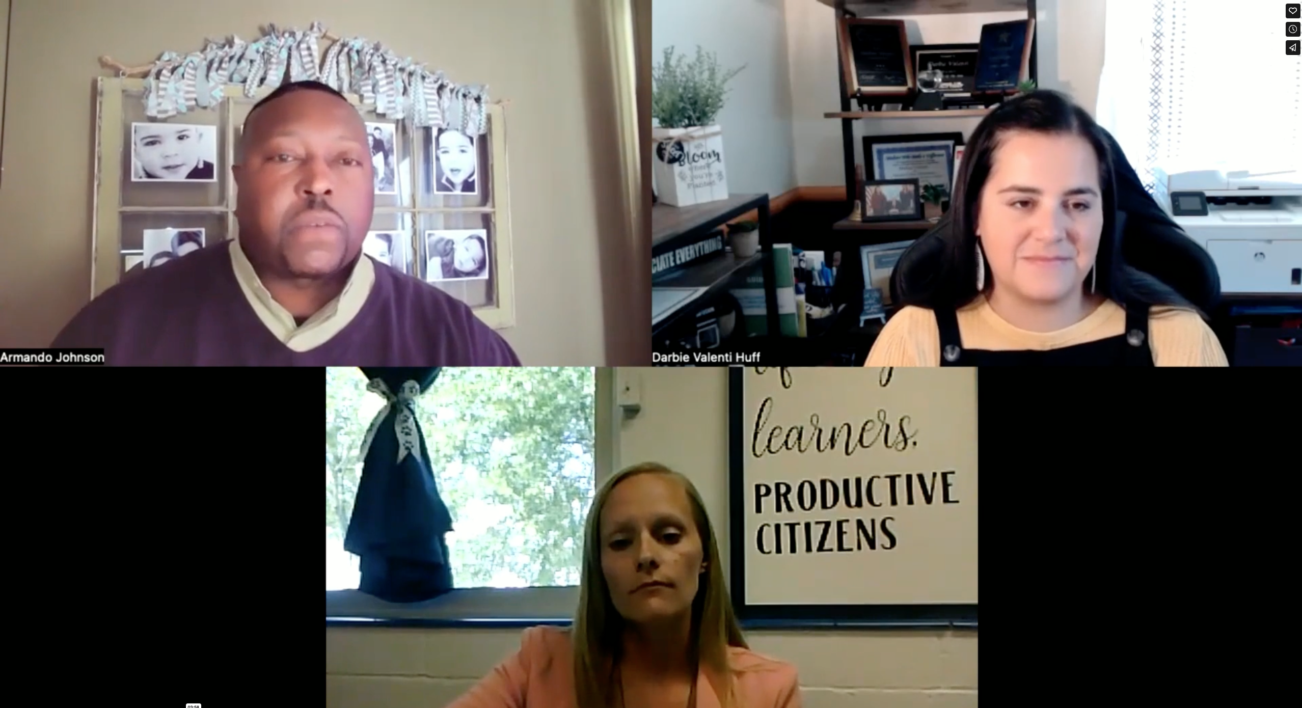 Three people are shown on their computer cameras during an MSTA webinar